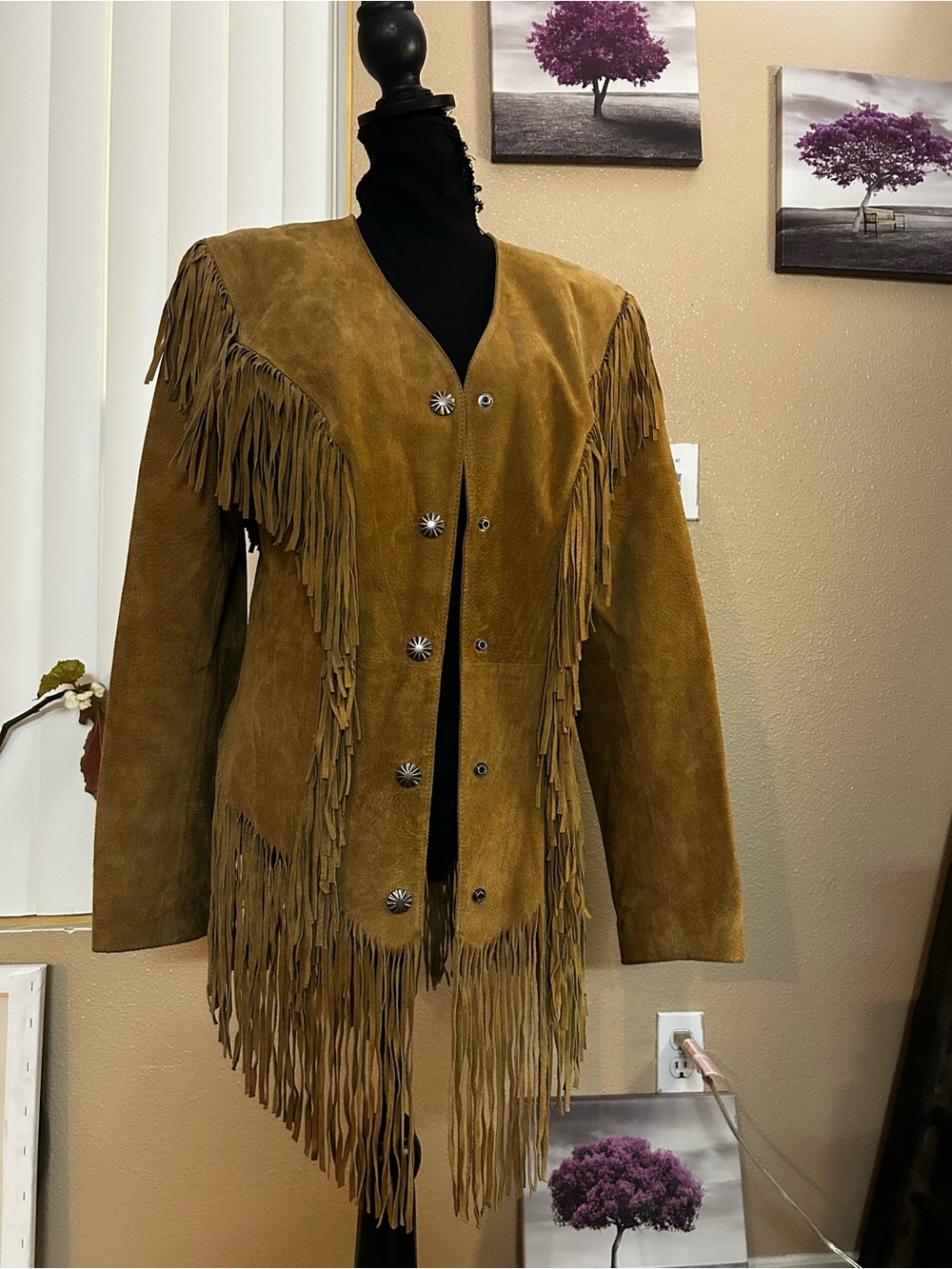 Cripple Creek Jacket Fringe Women M Western Tan Suede Biker Motorcycle Vintage - Picture 3 of 6